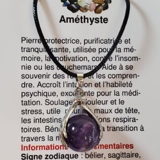 collier bille main amethyste