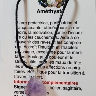 collier brute améthyste pointe