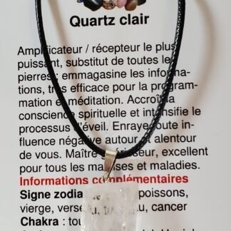 collier quartz clair brute