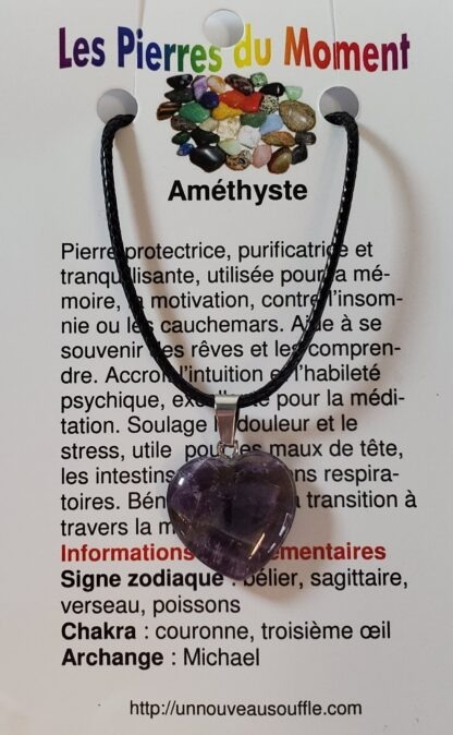 collier coeur amethyste