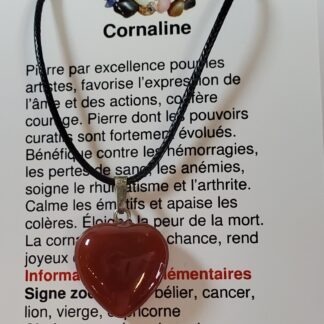 collier coeur cornaline