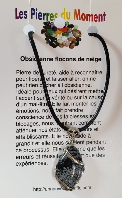 collier obsidienne flocons de neige