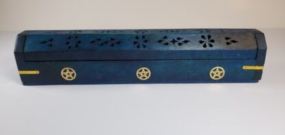 porte encens coffret bois bleu pentacle