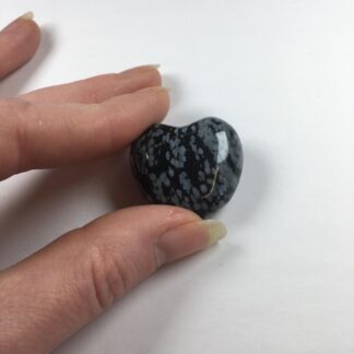 Cœur 30mm - Obsidienne flocons de neige