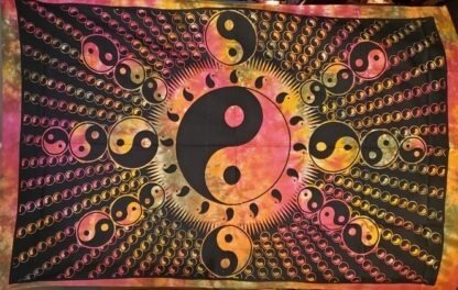 Tapisserie murale - yin yang colorée