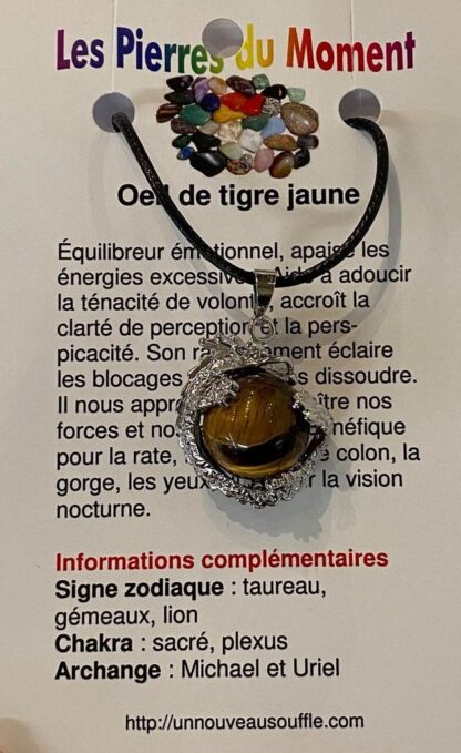 Collier dragon - œil de tigre