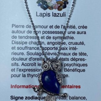 Collier hibou - lapis lazuli