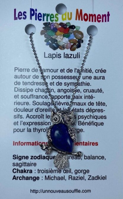 Collier hibou - lapis lazuli