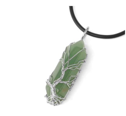 Collier arbre de vie - aventurine verte