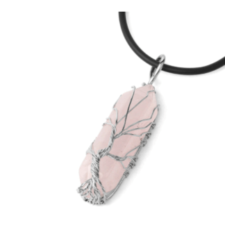 Collier arbre de vie - quartz rose