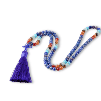 Collier mala lapis lazuli avec pierres des chakra