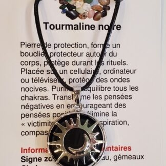 Collier soleil-lune - tourmaline noire