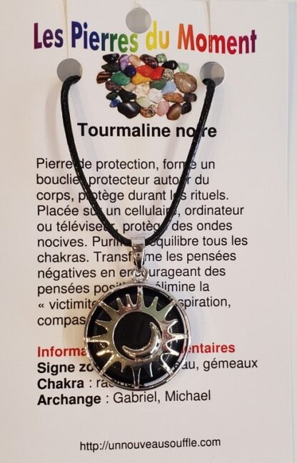 Collier soleil-lune - tourmaline noire