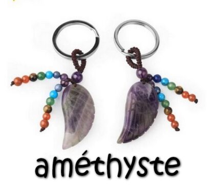 porte-clés aile d'ange améthyste