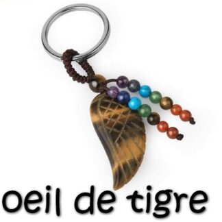 porte-clés aile d'ange oeil de tigre jaune