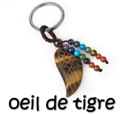 porte-clés aile d'ange oeil de tigre jaune