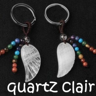 porte-clés aile d'ange quartz clair