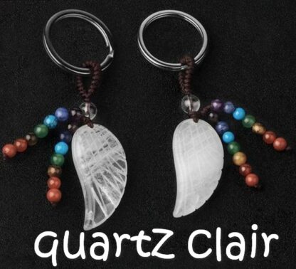 porte-clés aile d'ange quartz clair