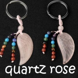 porte-clés aile d'ange quartz rose