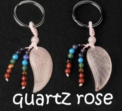 porte-clés aile d'ange quartz rose