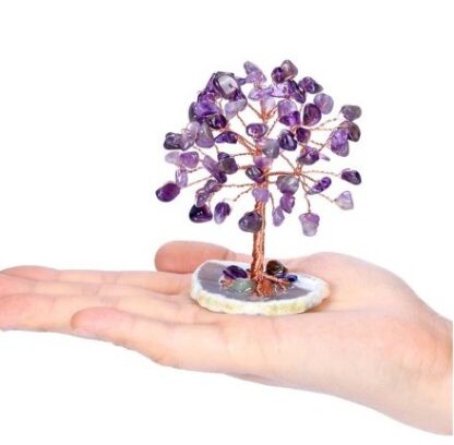 Arbre améthyste sur tranche d'agate