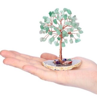 Arbre aventurine sur tranche d'agate