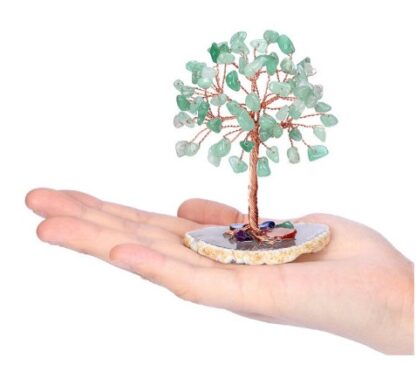 Arbre aventurine sur tranche d'agate