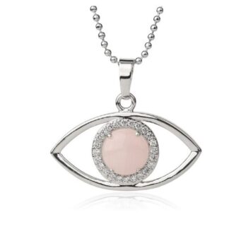 Collier œil de protection - quartz rose