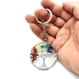 Porte-clés arbre de vie - pierres chakras