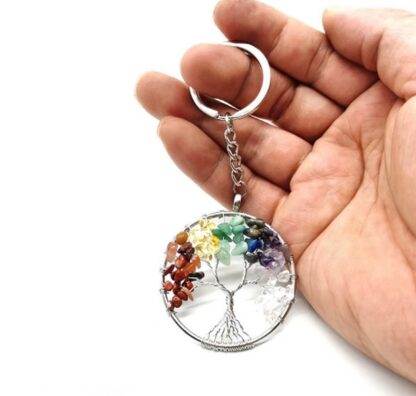Porte-clés arbre de vie - pierres chakras