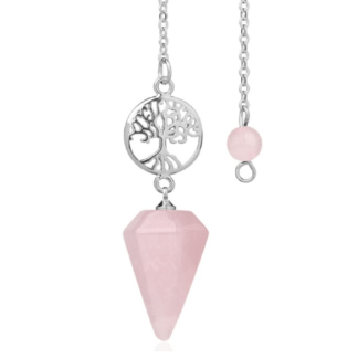 pendule arbre de vie - quartz rose