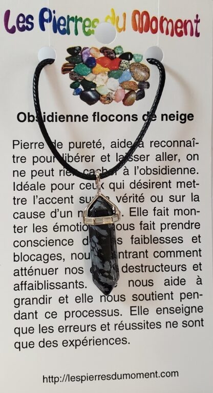 collier obsidienne flocons